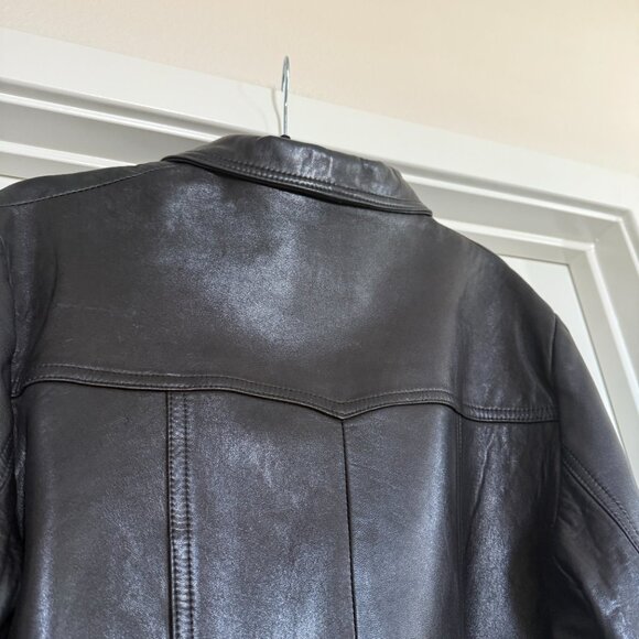Vintage 90s Genuine Leather Boxy Jacket Laurence Roy sz Large Classic - Picture 11 of 15